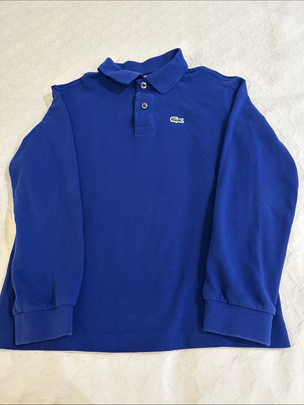 Lacoste Kids Long Sleeve Polo with Green Crocodile logo - size 10